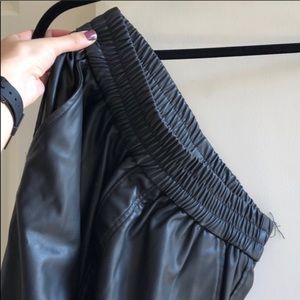 Urban outfitters black faux leather joggers